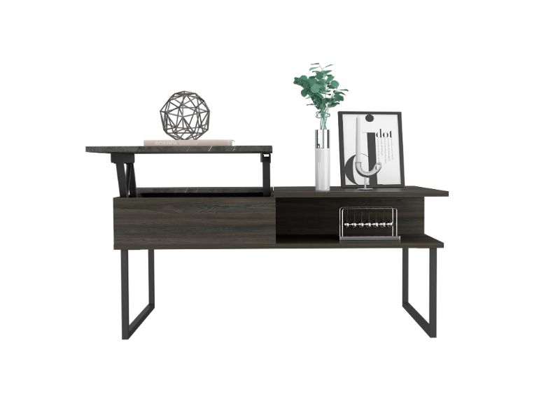 Lift Top Coffee Table Juvve, One Shelf, Carbon Espresso Onyx Finish Espresso Particle Board