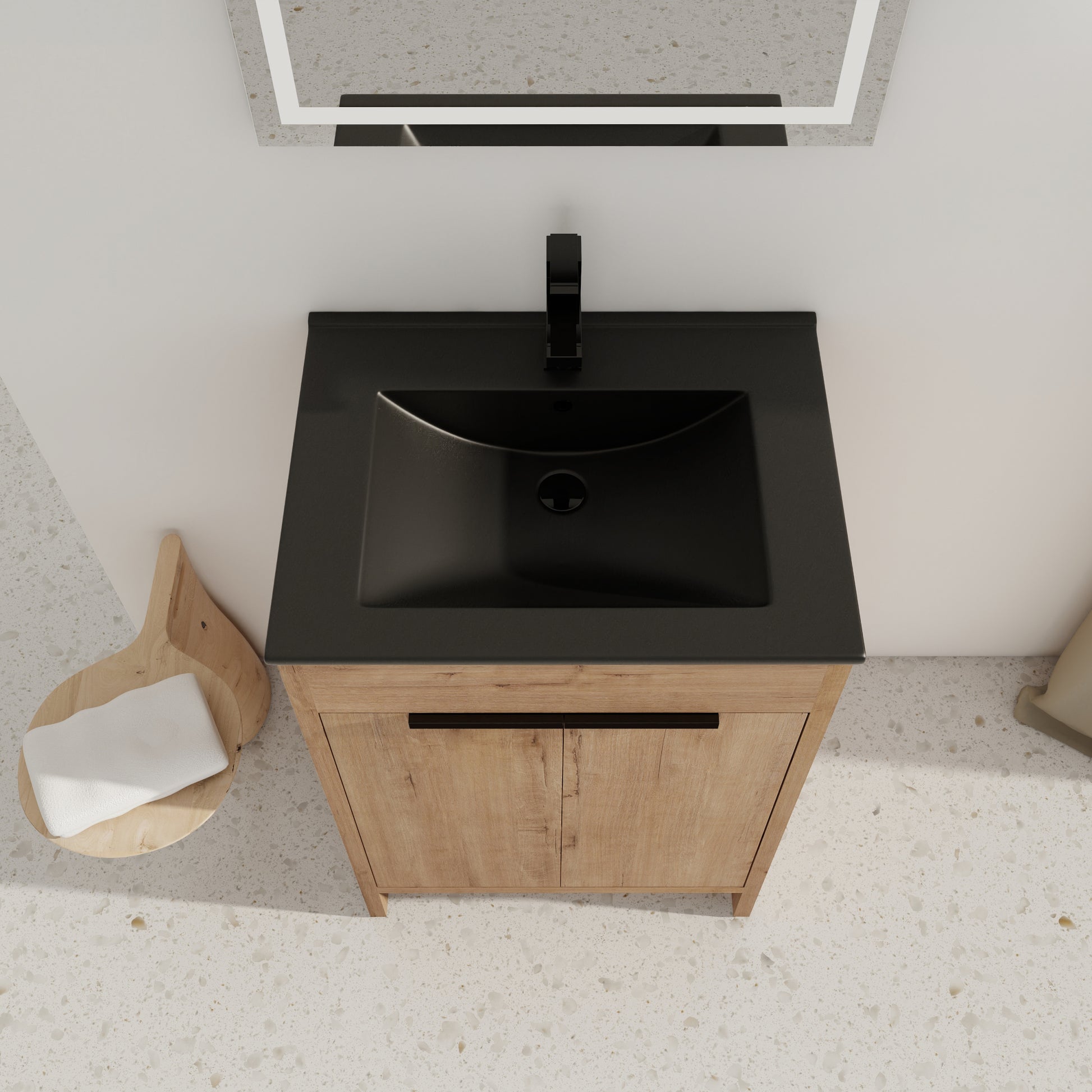 24" Freestanding Bathroom Vanity with Black Ceramic imitative oak-2-freestanding-plywood