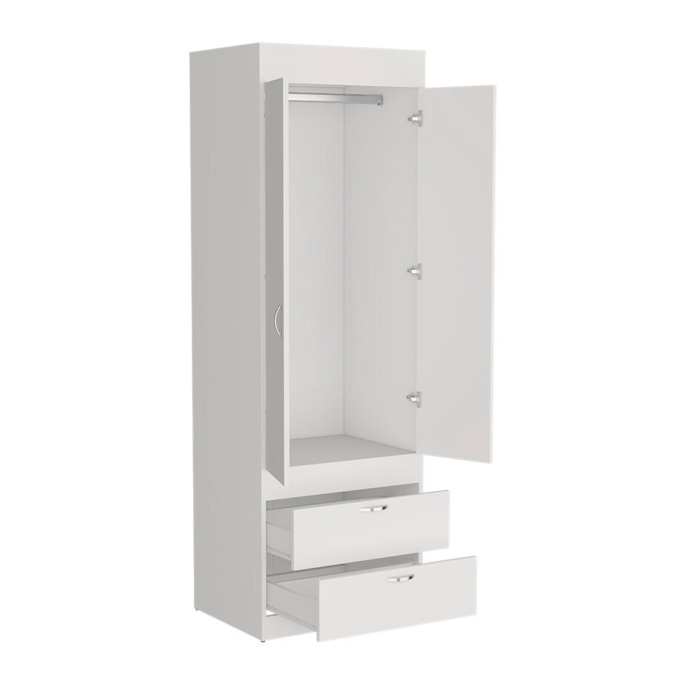 Armoire Tarento,Two Drawers, White Finish white-particle board