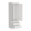 Armoire Tarento,Two Drawers, White Finish White Particle Board