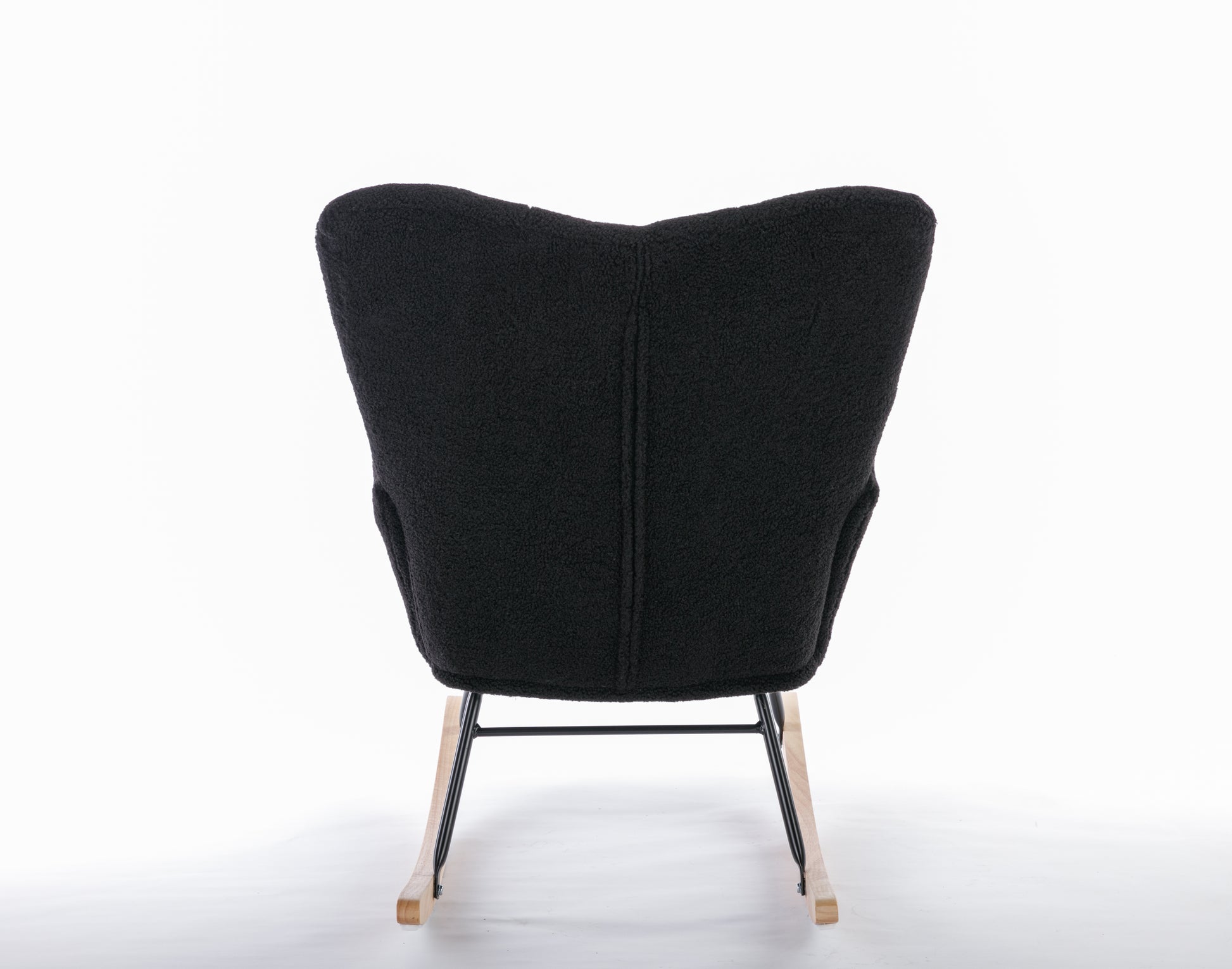 050 Teddy Fabric Rocking Gilder Nursery Chair For Living Room Indoor,Black Solid Black Bedroom Cotton Wipe Clean Modern Rocking Chairs Eucalyptus Tufted Back Foam Teddy