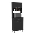 Pantry Piacenza,Two Double Door Cabinet, Black Wengue Finish Black Particle Board