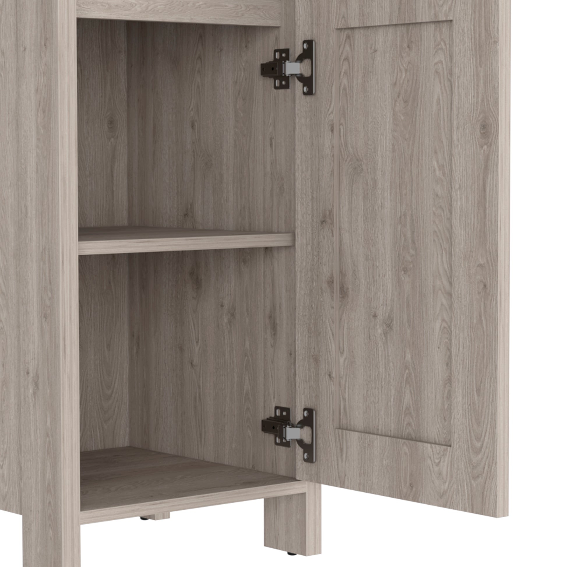 Linen Cabinet Jannes, Two Open Shelves, Single Door, Light Gray Finish Light Gray Particle Board