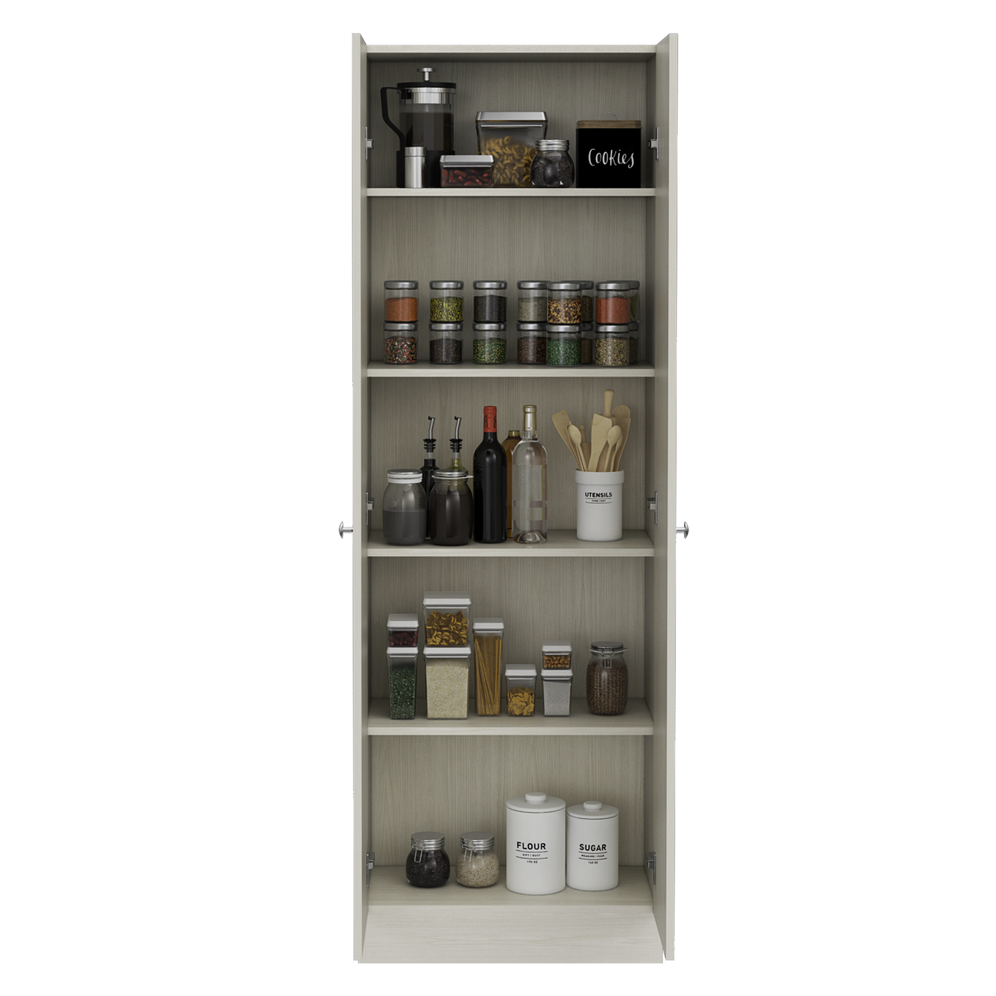 Storage Cabinet Pipestone, Double Door, Pearl Finish White Particle Board