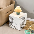 Modern White Mdf Sticker Material Cube Stylish Texture Design Coffee Table 15.75 Inches White Mdf