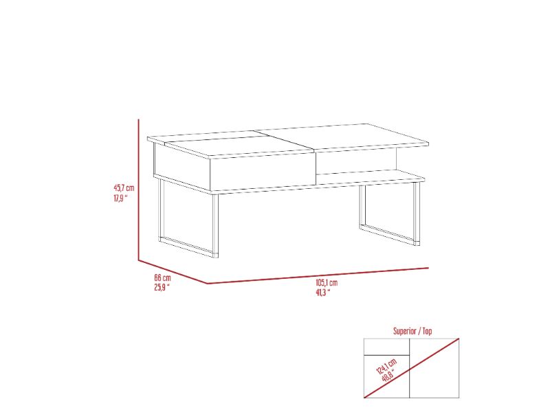 Lift Top Coffee Table Juvve, One Shelf, Carbon Espresso Onyx Finish Espresso Particle Board