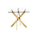 Tempered Clear Glass Golden Leg Dinning Table 63