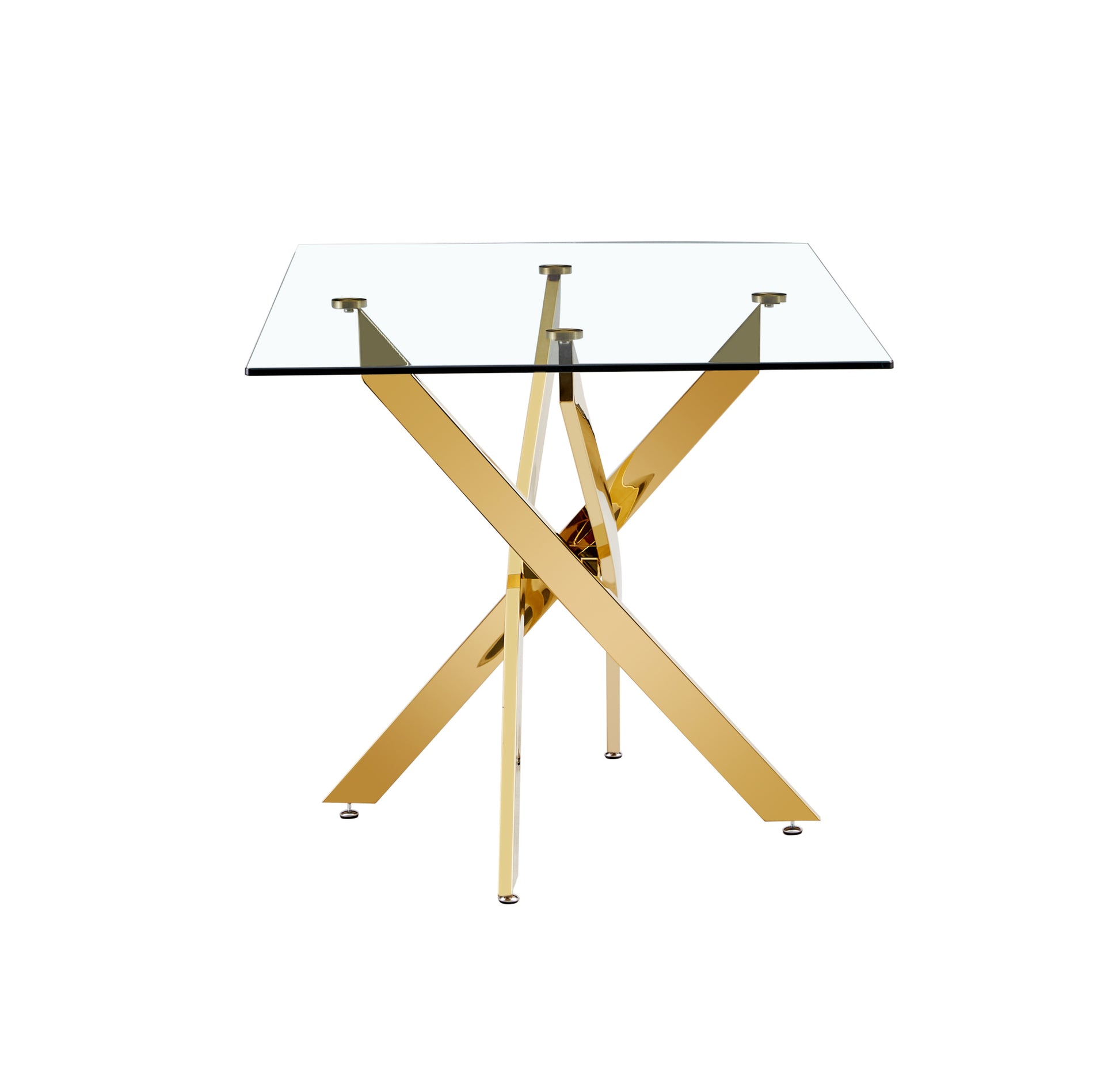 Tempered Clear Glass Golden Leg Dinning Table 63" Gold Glass