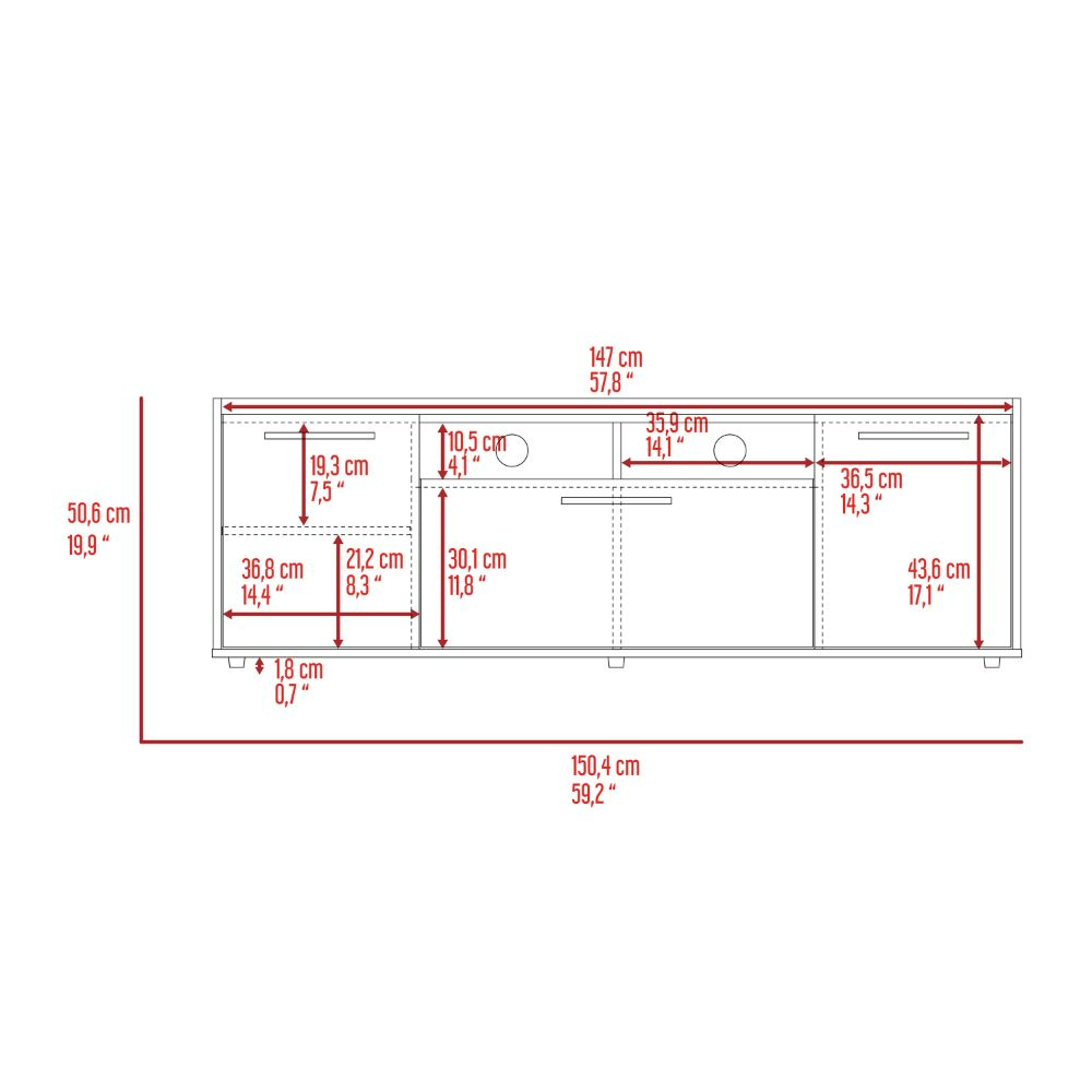 Tv Stand For Tv S Up 55" Dext, One Cabinet, Double Door, Dark Walnut Finish Walnut 50 59 Inches Particle Board