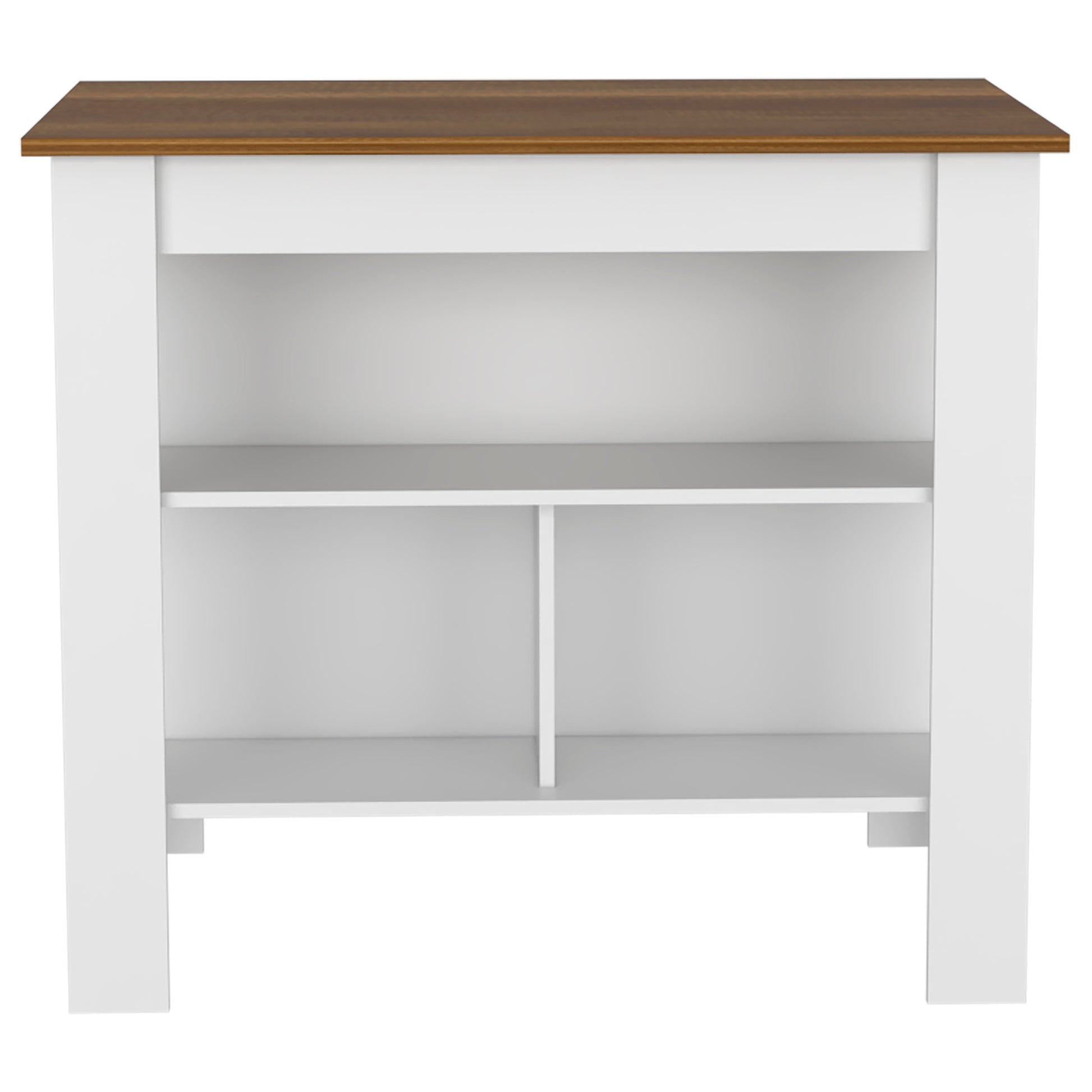 Kitchen Island Dozza, Three Shelves, White Walnut Finish White Walnut Particle Board