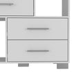 Dresser Hetzs, Four Drawers, Two Open Shelves, White Finish White Particle Board