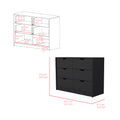 Dresser Curio, Four Drawers, Black Wengue Finish Black Particle Board