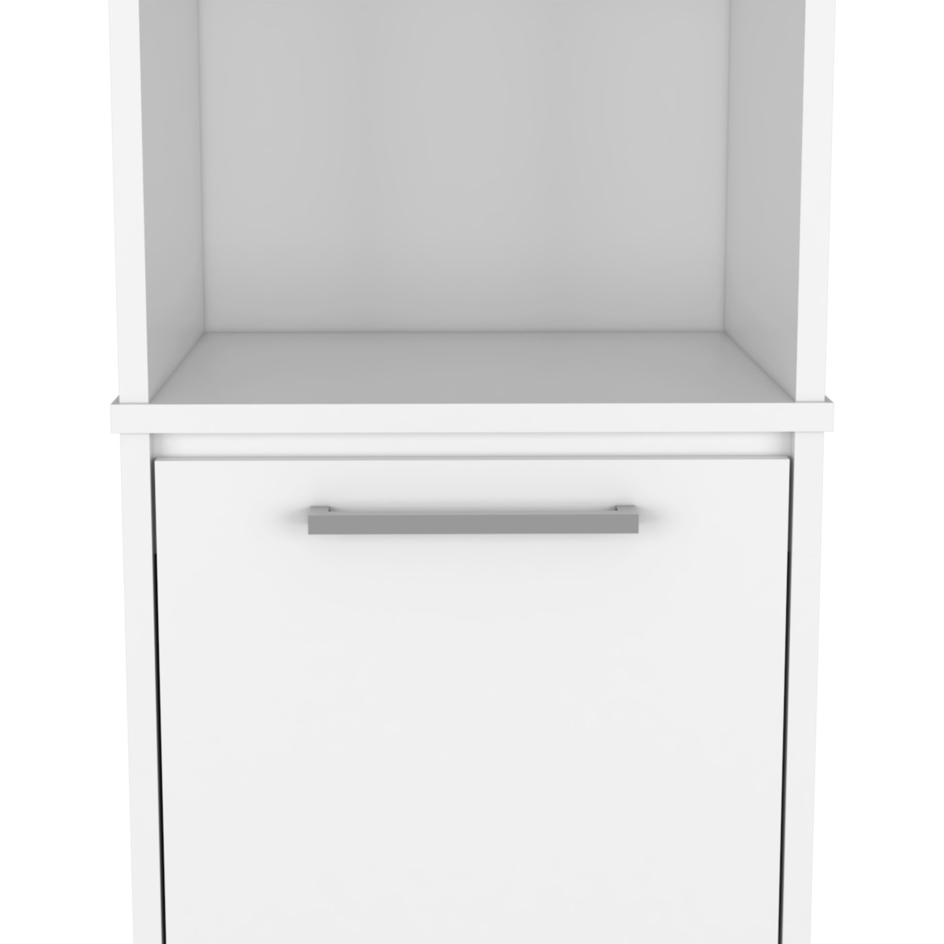 Kitchen Pantry Feery, Single Door Cabinet, Interior And External Shelves, White Finish White Particle Board