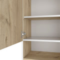 Medicine Cabinet Porto, Two Internal Shelves, Light Oak White Finish Light Oak Particle Board