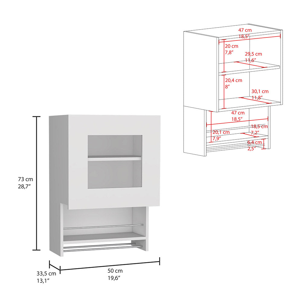 Kitchen Wall Cabinet Papua, Three Shelves, White Finish White Particle Board