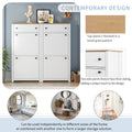 Slim Shoe Cabinet Set With 4 Flip Drawers, Wood Grain Pattern Top Shoe Storage Solution With Adjustable Panel, Modern Style Shoe Rack With Drawers For Hallway, White 5 Or More Drawers White Primary Living Space Adjustable Shelves Particle Board