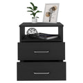 Nightstand Olivenza, Two Drawers, Black Wengue Finish Black Particle Board