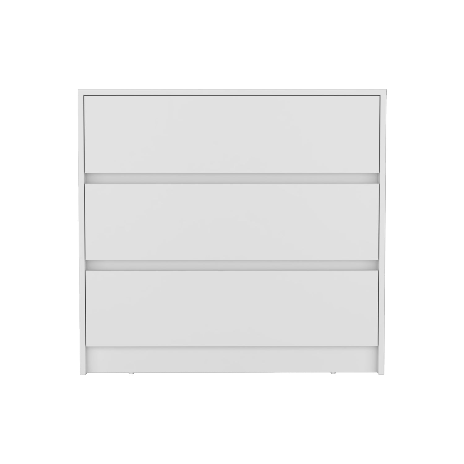 Dresser Maldus, Three Drawers, White Finish White Particle Board