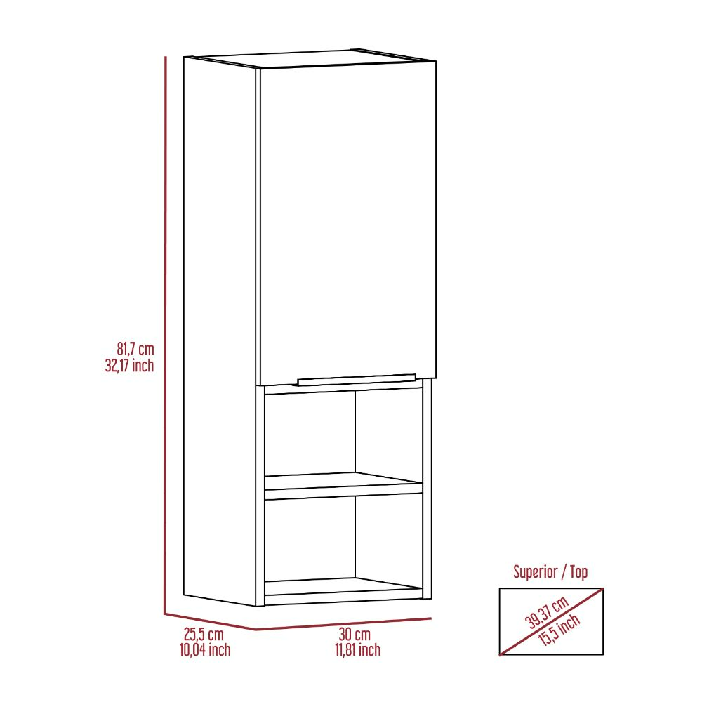 Medicine Cabinet Hazelton, Open And Interior Shelves, Light Gray Finish Light Gray Particle Board