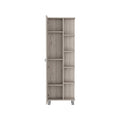 Corner Cabinet Womppi, Five Open Shelves, Single Door, Light Gray Finish Light Gray Particle Board