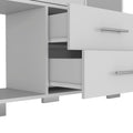 Dresser Hetzs, Four Drawers, Two Open Shelves, White Finish White Particle Board