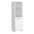 Kitchen Pantry Feery, Single Door Cabinet, Interior And External Shelves, White Finish White Particle Board