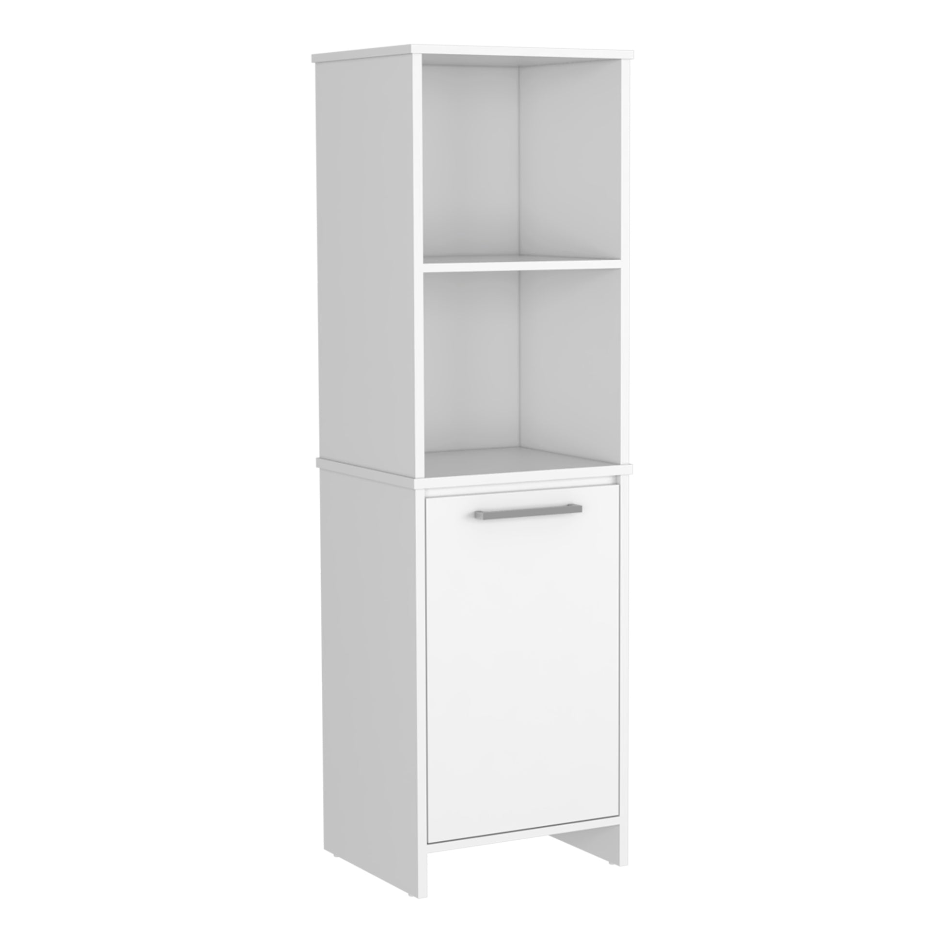 Kitchen Pantry Feery, Single Door Cabinet, Interior And External Shelves, White Finish White Particle Board