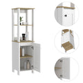 Linen Cabinet Jannes, Two Open Shelves, Single Door, Light Oak White Finish Light Oak Particle Board