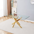 Tempered Clear Glass Golden Leg Dinning Table 63