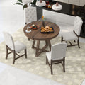 5 Piece Retro Functional Dining Set, Round Table With A 16