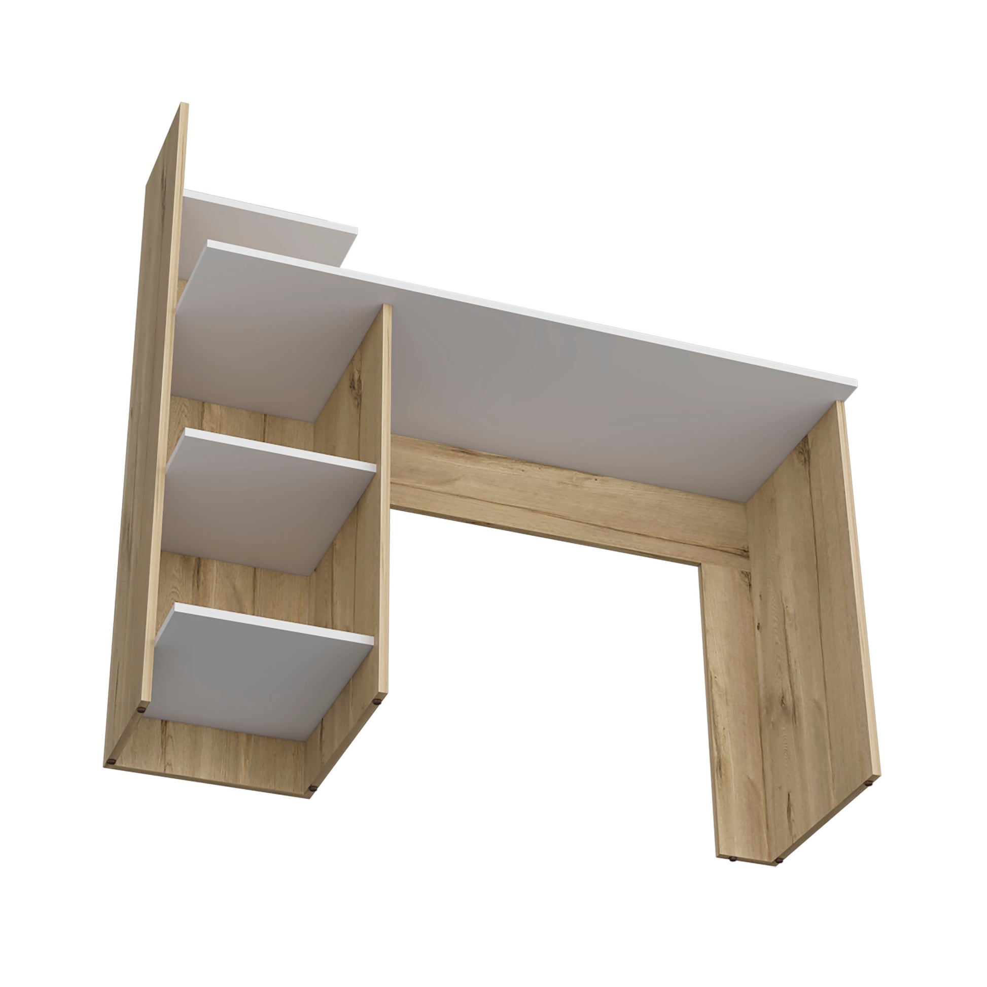 Desk Wichita, Four Shelves, Light Oak White Finish Multicolor Particle Board