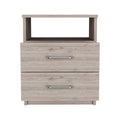 Nightstand Olienza, Two Drawers, One Shelf, Light Gray Finish Light Gray Particle Board