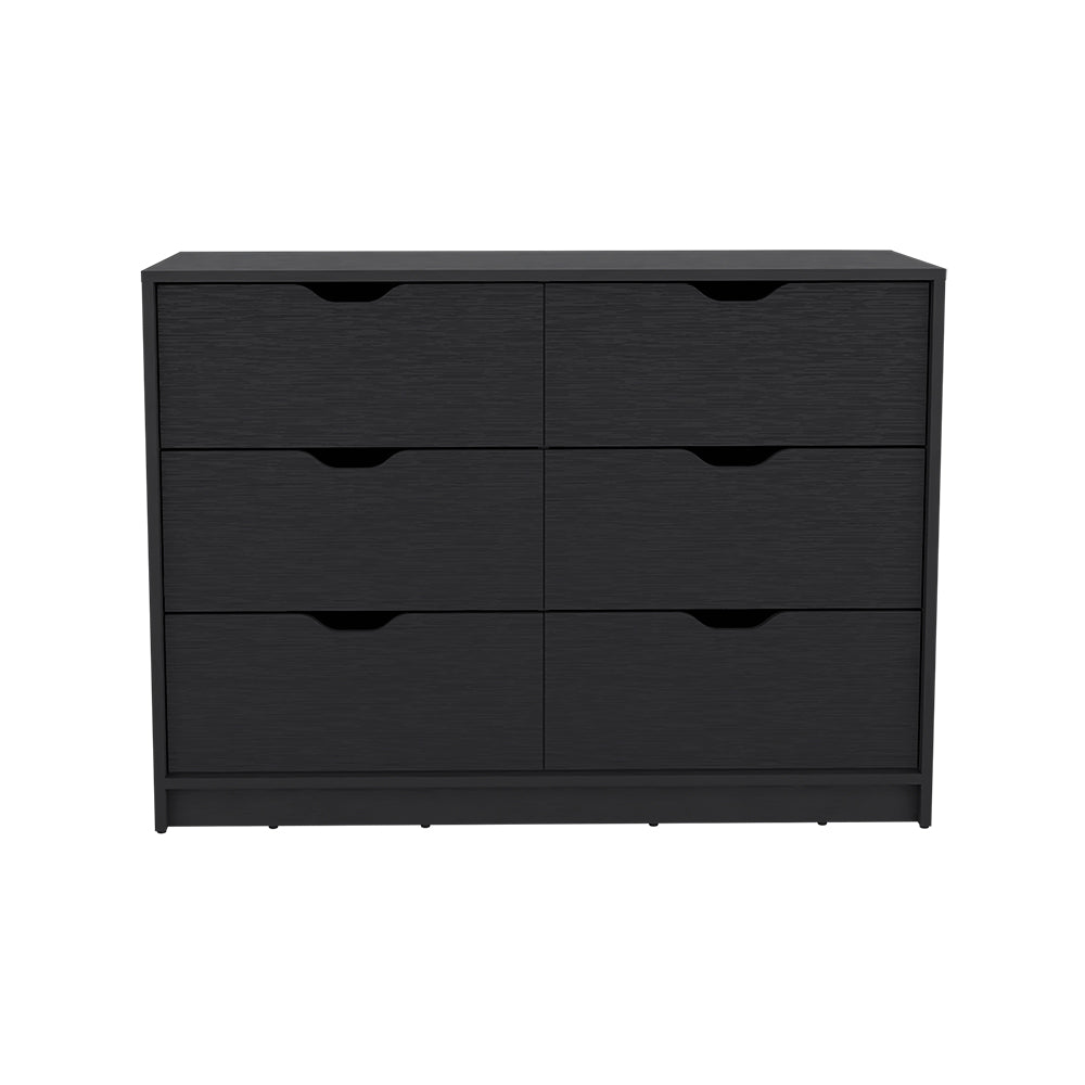 Dresser Curio, Four Drawers, Black Wengue Finish Black Particle Board