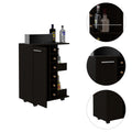 Bar Cart Wells, Four Casters, Black Wengue Finish Black Particle Board