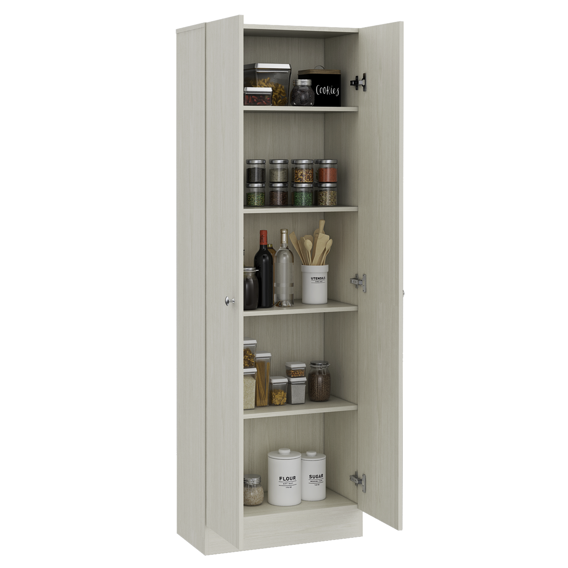 Storage Cabinet Pipestone, Double Door, Pearl Finish White Particle Board