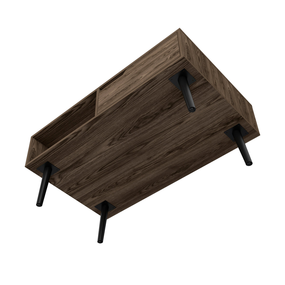 Coffee Table Bull, One Drawer, One Open Shelf, Four Legs, Dark Walnut Finish Walnut Particle Board