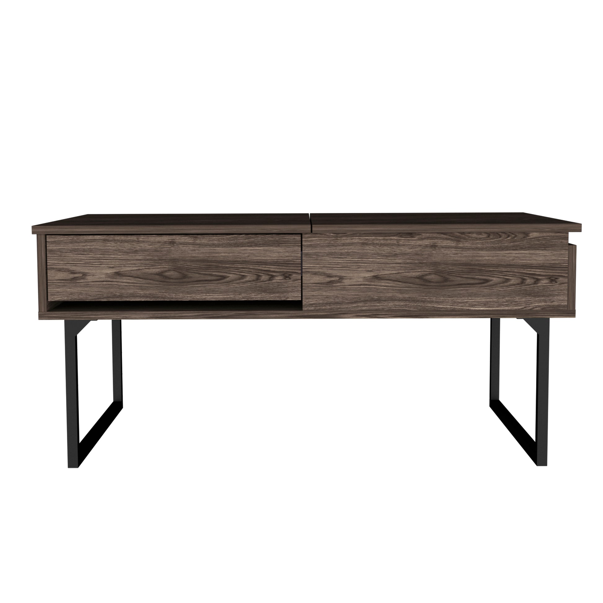 Lift Top Coffee Table With Drawer Vezu, Dark Walnut Finish Brown Particle Board