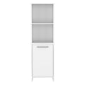 Kitchen Pantry Feery, Single Door Cabinet, Interior And External Shelves, White Finish White Particle Board