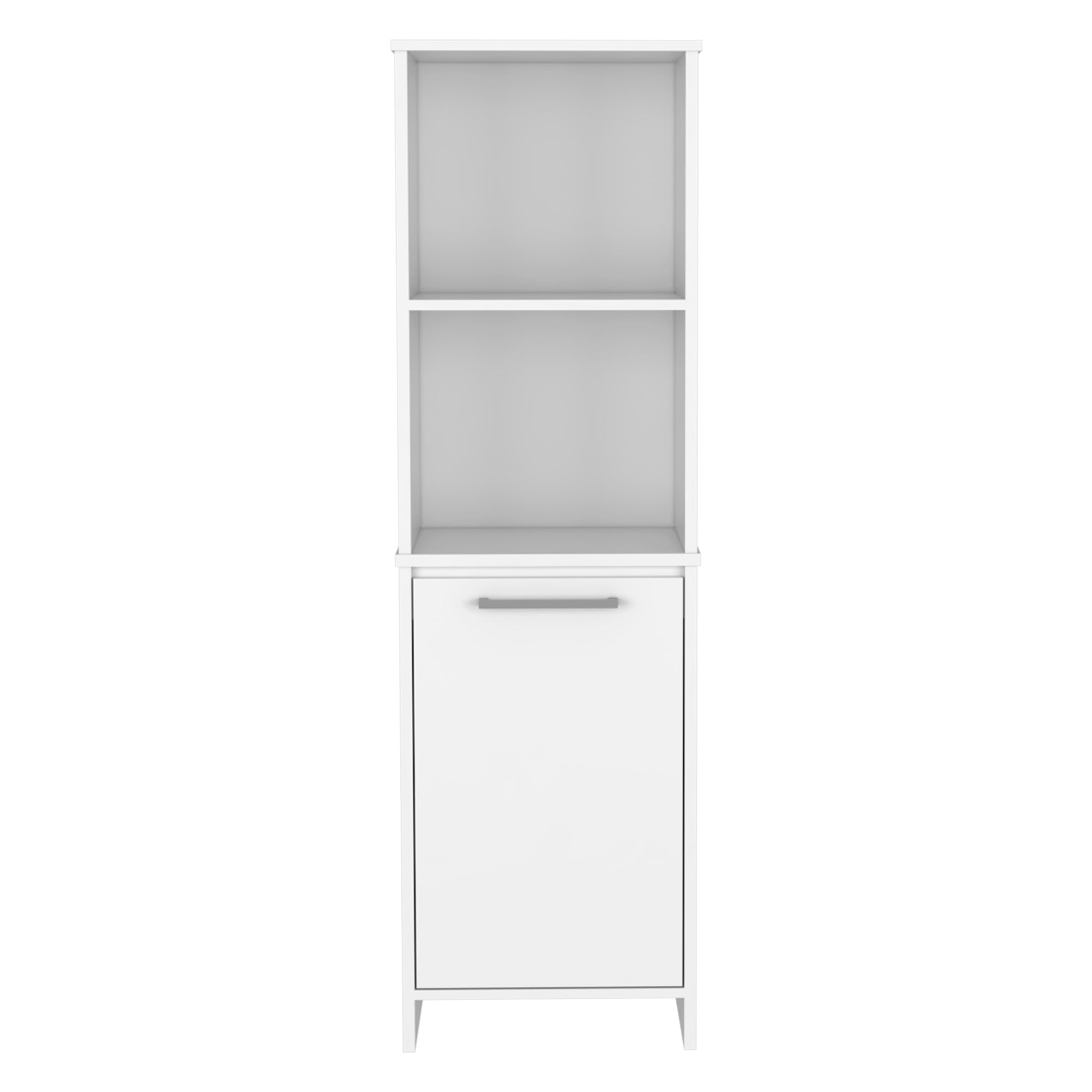 Kitchen Pantry Feery, Single Door Cabinet, Interior And External Shelves, White Finish White Particle Board