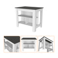 Kitchen Island Dozza, Three Shelves, White Onyx Finish Multicolor Particle Board