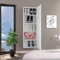 Wall Mounted Shoe Rack With Mirror Chimg, Single Door, White Finish White Particle Board