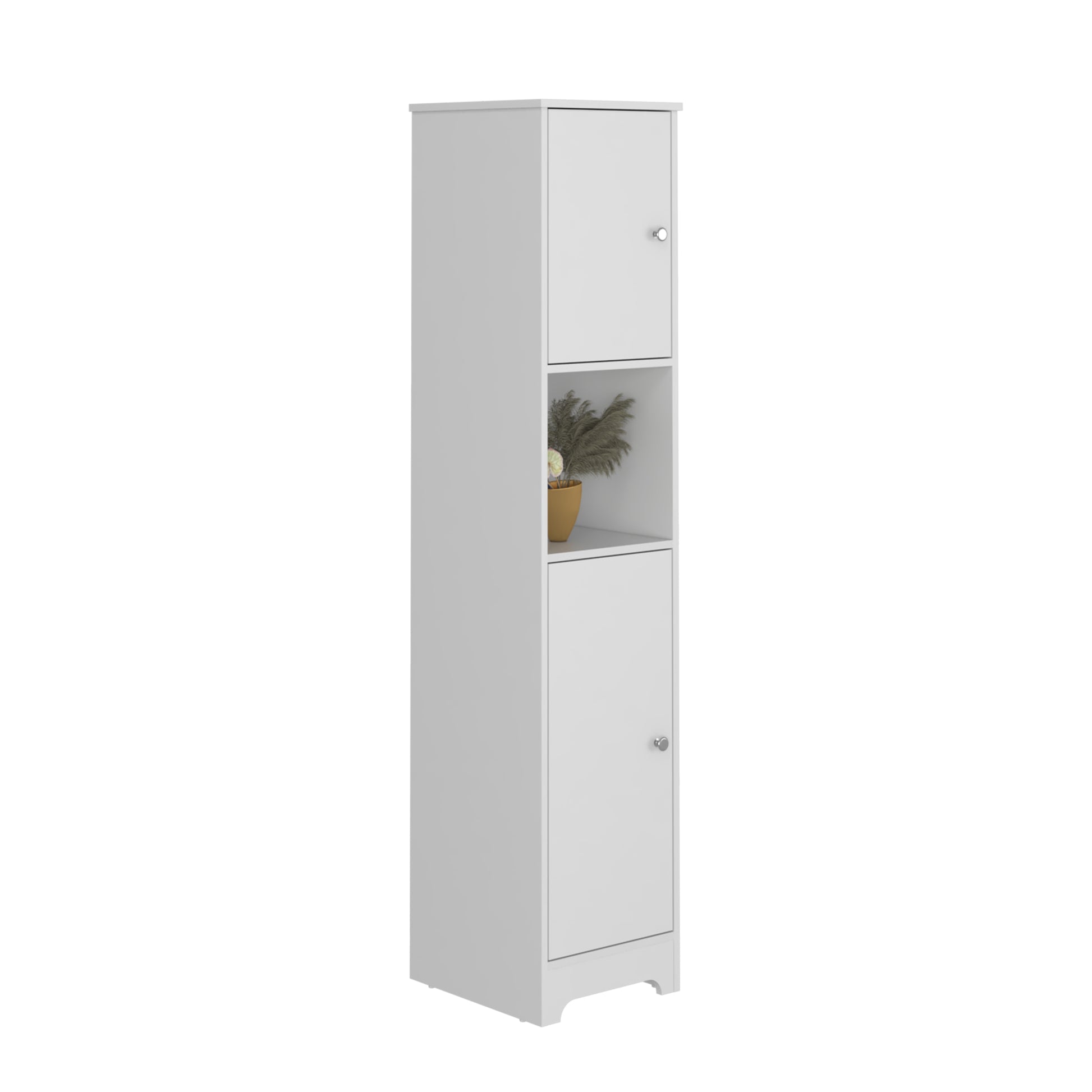 Linen Cabinet Albany, Four Interior Shelves, White Finish White Particle Board