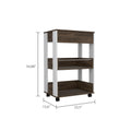 Kitchen Cart Coron With Drawer, Three Tier Shelves And Casters, White Dark Walnut Finish White Walnut Particle Board