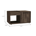 Coffee Table Dext, Single Door Cabinet, One Open Shelf, Dark Walnut Finish Brown Particle Board