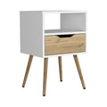 Nightstand Fugaz, Open Shelf, Single Drawer, White Light Oak Finish White Light Oak Particle Board