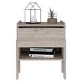 Nightstand Ferku, Open Shelf, One Drawer, Light Gray Finish Light Gray Particle Board