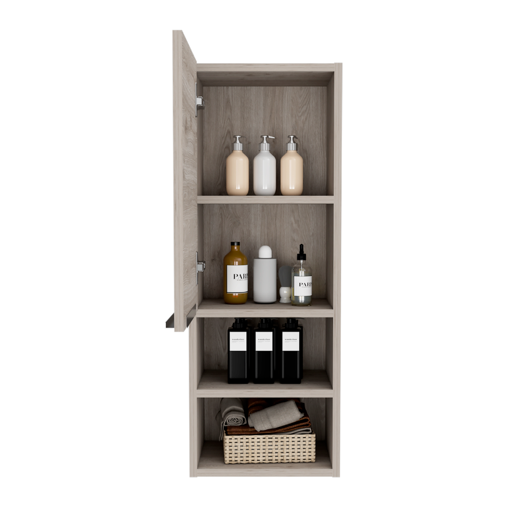 Medicine Cabinet Hazelton, Open And Interior Shelves, Light Gray Finish Light Gray Particle Board