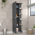 Corner Cabinet Womppi, Five Open Shelves, Single Door, Smokey Oak Finish Gray Particle Board