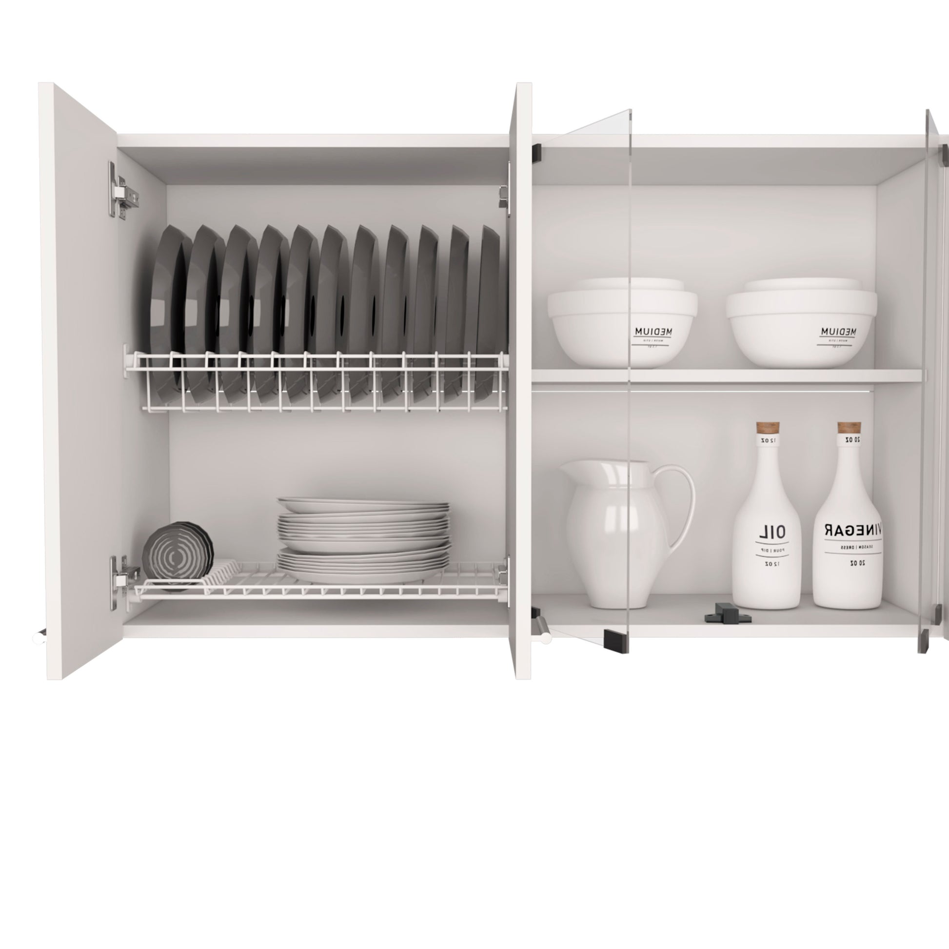 Superior Wall Cabinet Peoria, Four Interior Shelves, White Finish White Particle Board