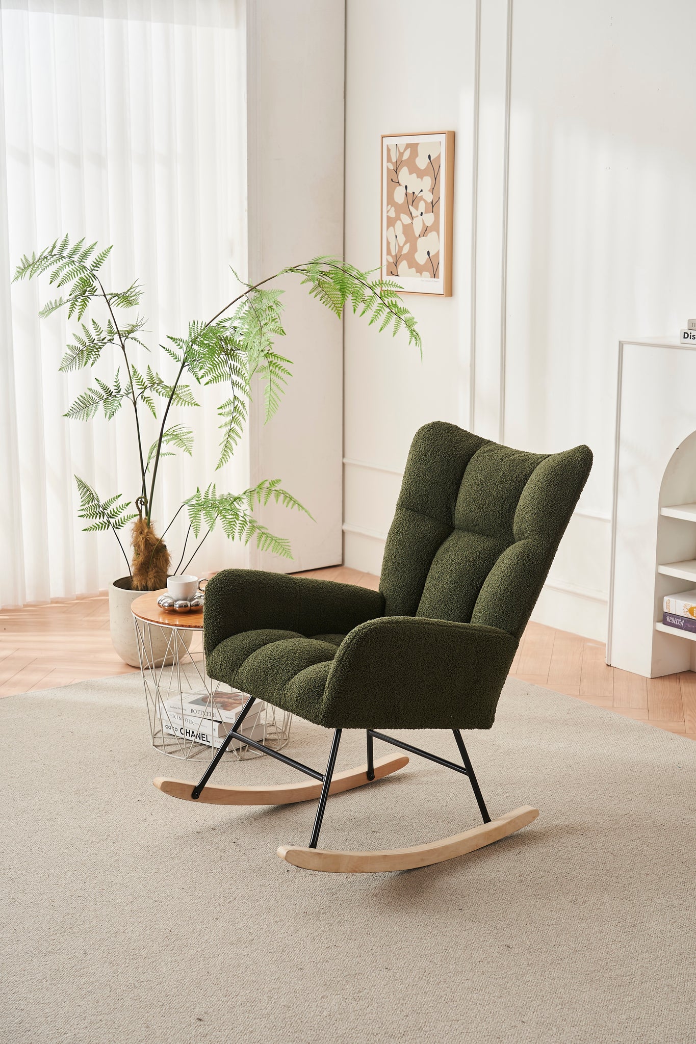 Rocking Chair Nursery, Solid Wood Legs Reading Chair green-primary living space-modern-rocking